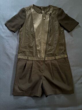 Tibi Black Lamb Leather Romper NWT Asymmetrical Zip Size 0